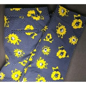 Banana Republic Women's Sloane Pants Size 14 Navy Polka Dot Floral Stretch Ankle